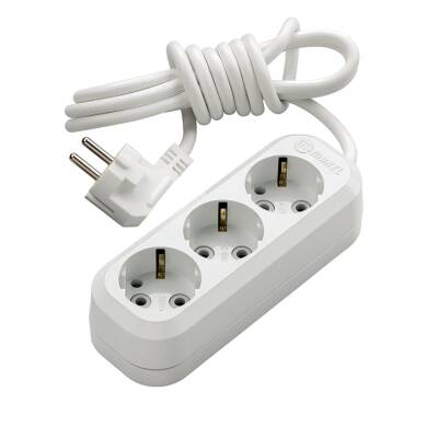 Makel Grup Priz, Eko, Topraklı, 3'lü, 5 m, Beyaz, Dayanıklı Tasarım - Makel