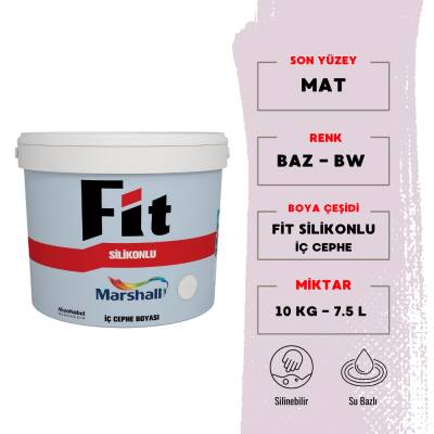 Marshall | Fit Silikonlu, Su Bazlı İç Cephe Boyası, BW, 7.5 L - 10 kg - 1