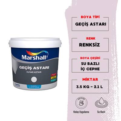 Marshall | Geçiş Astarı, Su Bazlı İç Cephe Duvar Astarı, 2.5 L - 3.5 kg - 1
