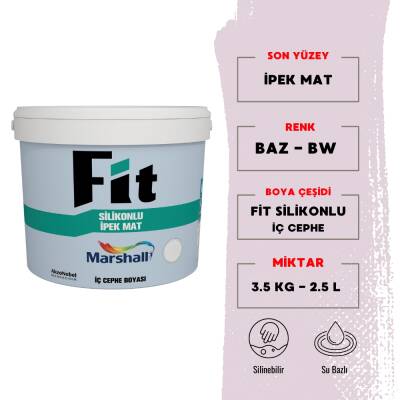 Marshall | Silikonlu İpek Mat, Su Bazlı İç Cephe Boyası, BW, 2.5 L - 3.5 kg - 1