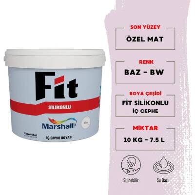 Marshall Silikonlu Özel Mat, Su Bazlı İç Cephe Boyası, BW, 2.5L, 3.5kg - Marshall