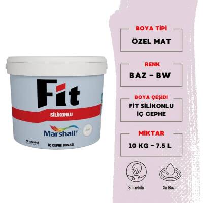 Marshall Silikonlu Özel Mat, Su Bazlı İç Cephe Boyası, BW, 7.5L, 10kg - Marshall