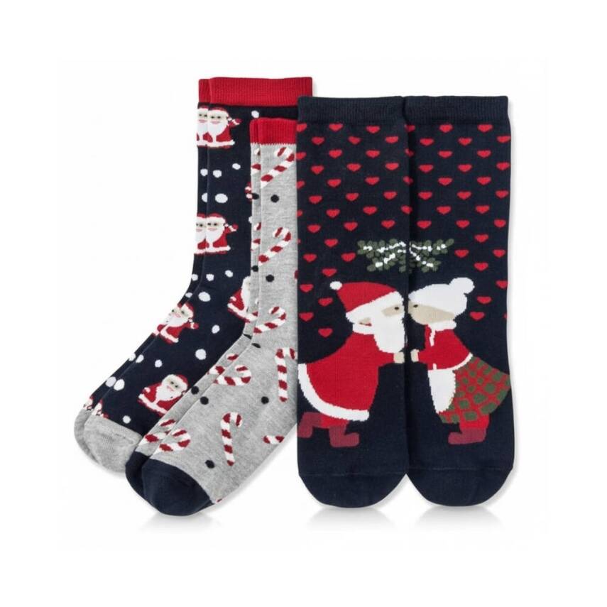 Meristanbul 3'lü Noel Çorabı, 35 - 38, %75 Pamuklu, Yeni Yıl Hediyesi - 1