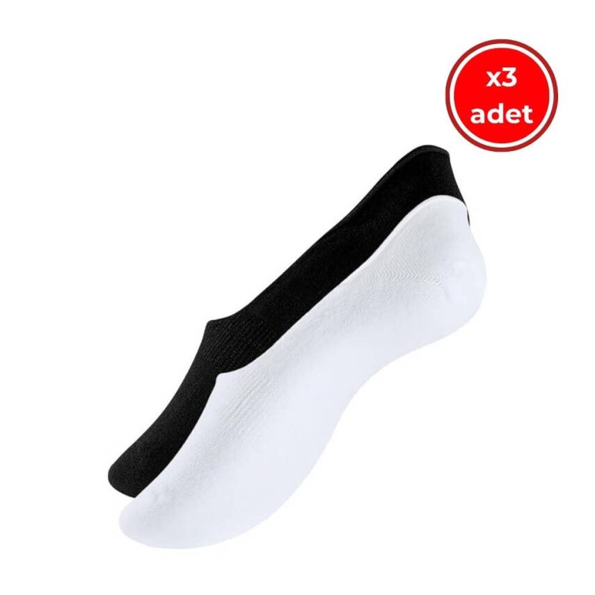 Meristanbul 6'lı Unisex Babet Çorap, 43-46, %80 Pamuk, Siyah- Beyaz - 1