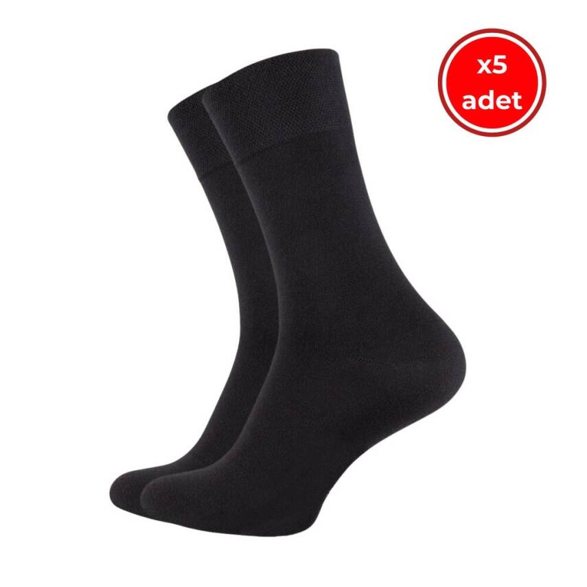 Meristanbul Bambu Çorap, 5 Adet, 39-42, Dikişsiz Burun, Yumuşak, Siyah - 1