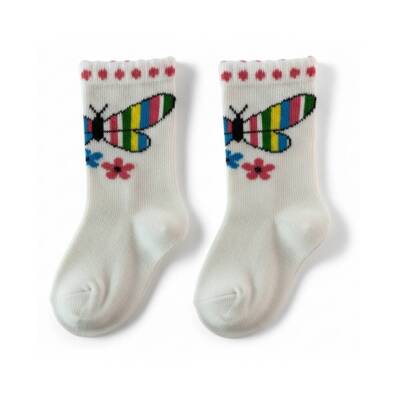 Meristanbul Bebek Çorap Seti, 0-3 ay, 3'lü, Çicek ve Kelebek Desenli - 3
