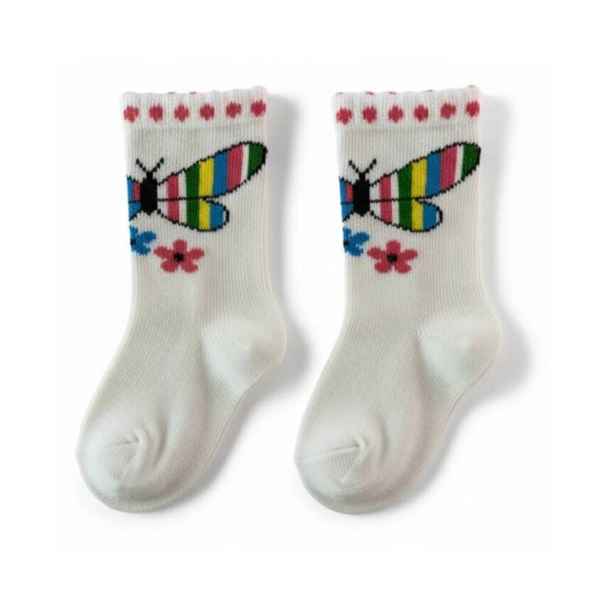 Meristanbul Bebek Çorap Seti, 0-3 ay, 3'lü, Çicek ve Kelebek Desenli - 3