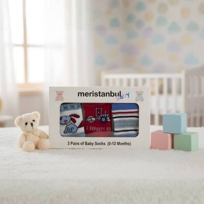 Meristanbul Bebek Çorap Seti, 0-3 ay, 3'lü, Traktör, Köpek ve Çizgili - 6