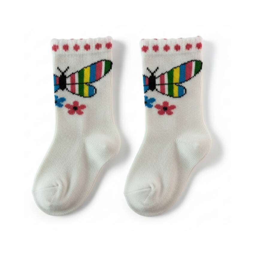 Meristanbul Bebek Çorap Seti, 3-6 ay, 3'lü, Çicek ve Kelebek Desenli - 3