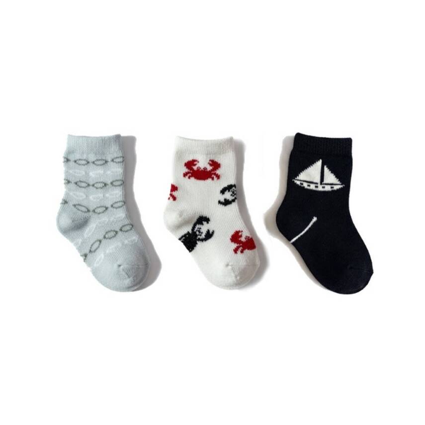 Meristanbul Bebek Çorap Seti, 3-6 ay, 3'lü, Yengeç, Yelken ve Gözlük - 2