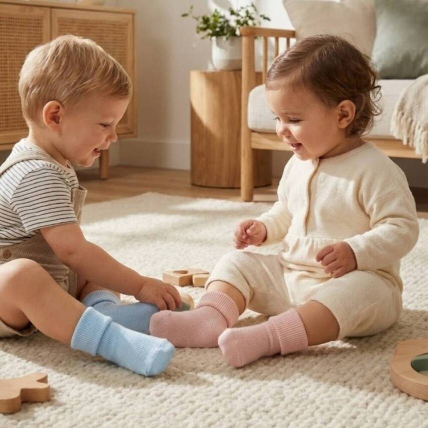 Meristanbul Bebek Çorap Seti, 9-12 ay, 3'lü, Yumuşak, Mavi - 5