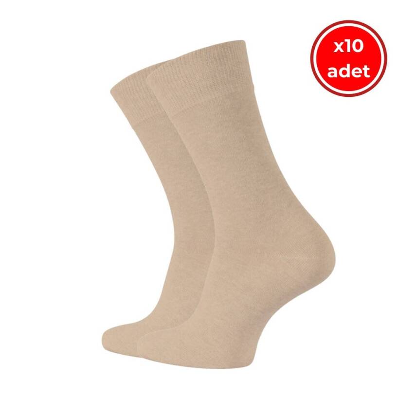 Meristanbul Business Çorap, 10 Adet, 39-42, Yumuşak, Pamuklu, Bej - 1