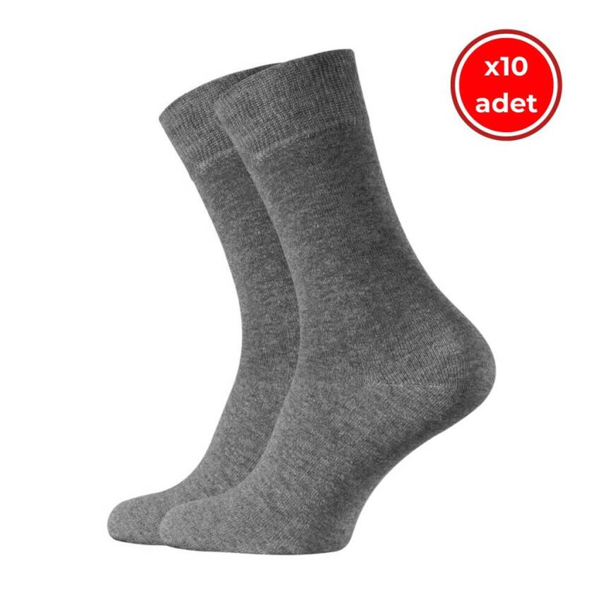 Meristanbul Business Çorap, 10 Adet, 43-46, Yumuşak, Pamuklu, Koyu Gri - 1