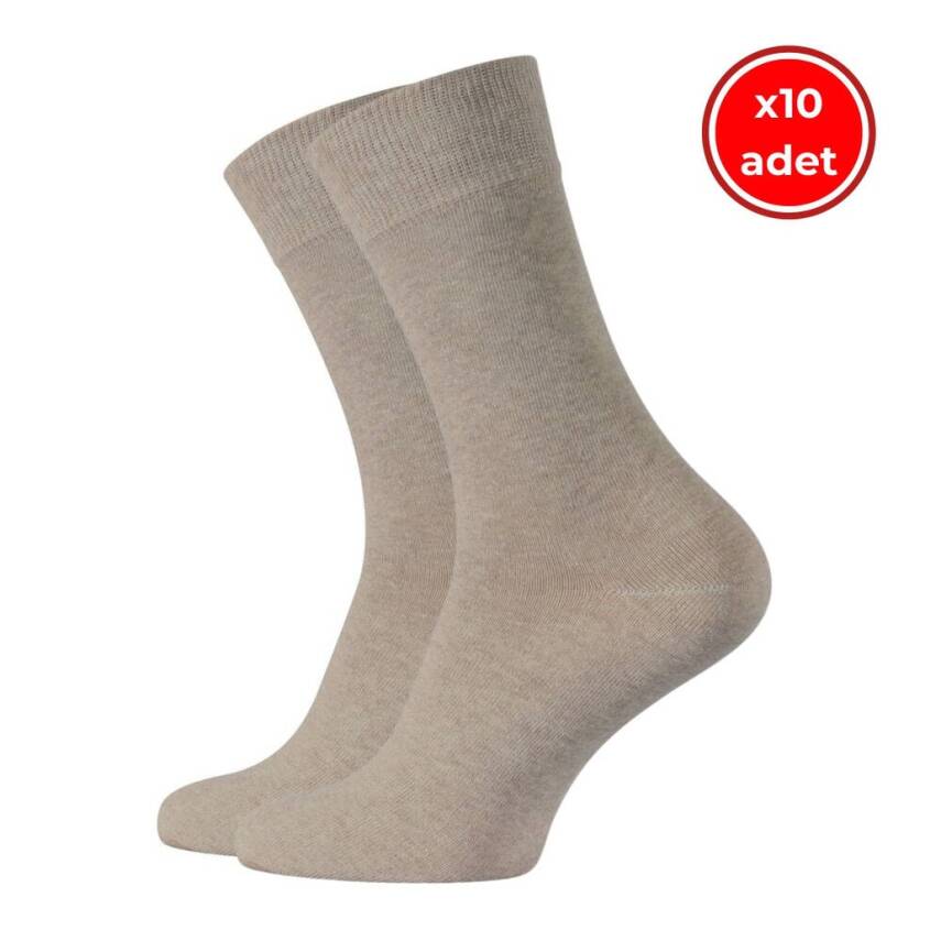 Meristanbul Business Çorap, 10 Adet, 43-46, Yumuşak, Pamuklu, S.kahve - 1