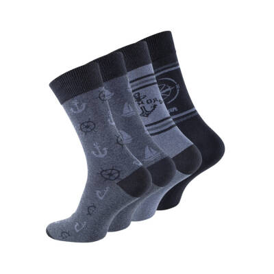 Meristanbul Pamuklu Çorap, 39-42, Denizci Desenli, 4'lü, Yumuşak - 6