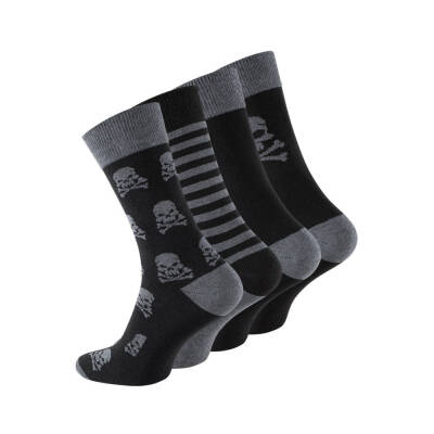 Meristanbul Pamuklu Çorap, 39-42, Kuru Kafa Desenli, 4'lü, Yumuşak - 6