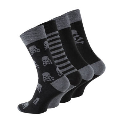 Meristanbul Pamuklu Çorap, 43-46, Kuru Kafa Desenli, 4'lü, Yumuşak - Meristanbul