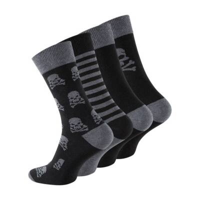 Meristanbul Pamuklu Çorap, 43-46, Kuru Kafa Desenli, 4'lü, Yumuşak - Meristanbul