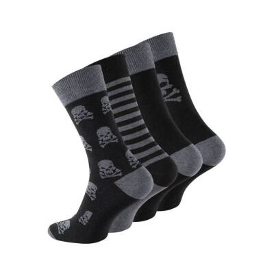 Meristanbul Pamuklu Çorap, 43-46, Kuru Kafa Desenli, 4'lü, Yumuşak - 6