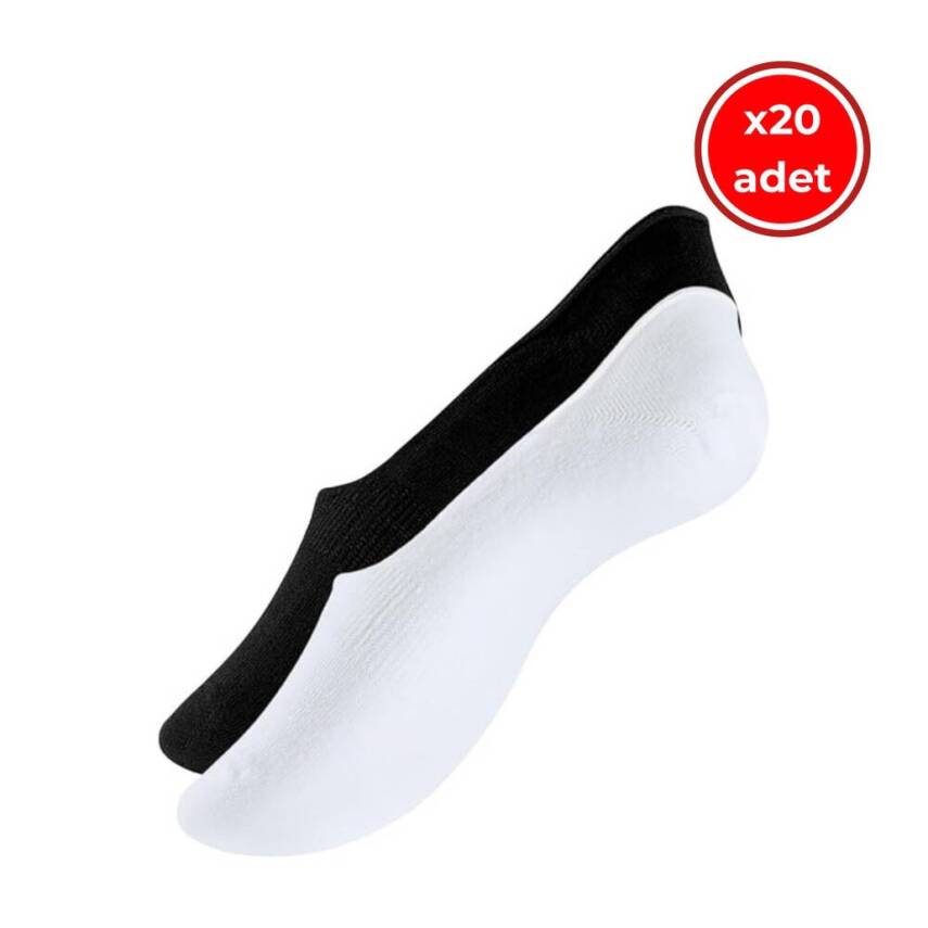 Meristanbul Unisex Babet Çorap, 20 Adet, 39-42, Siyah-Beyaz - 1