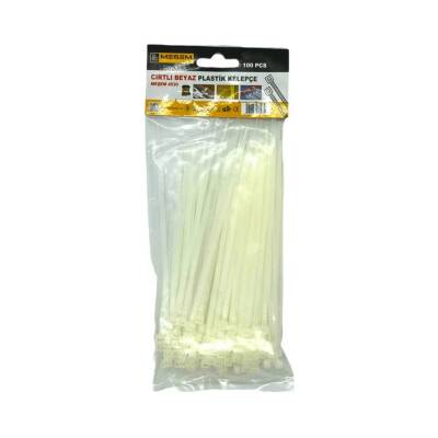 Meşem Kablo Bağı, 100'lü Paket Plastik Kelepçe, 3.6 mm, 150 mm, Beyaz - 3