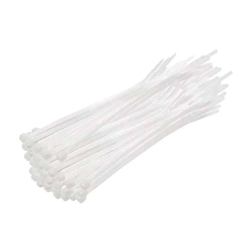 Meşem Kablo Bağı, 100'lü Paket Plastik Kelepçe, 3.6 mm, 300 mm, Beyaz - 2