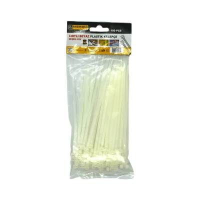 Meşem Kablo Bağı, 100'lü Paket Plastik Kelepçe, 3.6 mm, 300 mm, Beyaz - 3