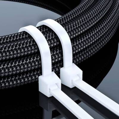 Meşem Kablo Bağı, 100'lü Paket Plastik Kelepçe, 3.6 mm, 300 mm, Beyaz - 4