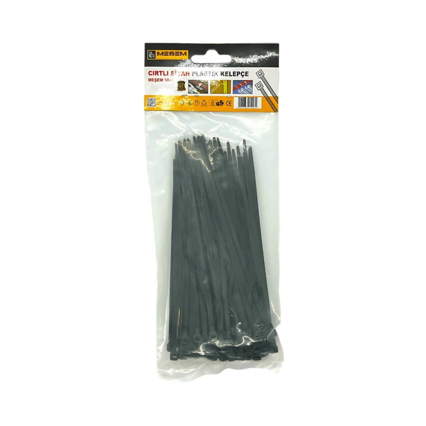 Meşem Kablo Bağı, 100'lü Paket Plastik Kelepçe, 3.6 mm, 300 mm, Siyah - 3