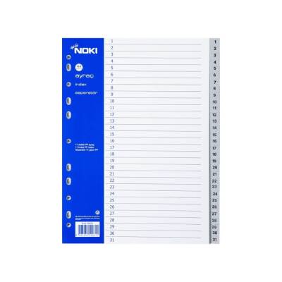 Noki A4 Separatör, 1-31 Rakamlı, Düzenli Arşivleme İçin, Uzun Ömürlü - Noki