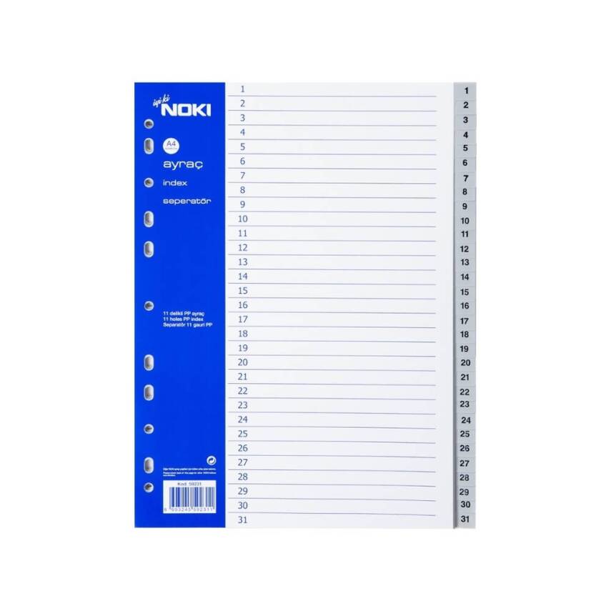 Noki A4 Separatör, 1-31 Rakamlı, Düzenli Arşivleme İçin, Uzun Ömürlü - 1