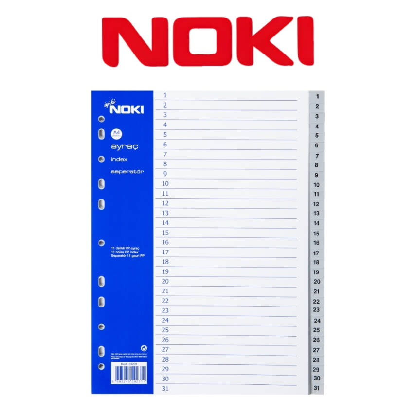 Noki A4 Separatör, 1-31 Rakamlı, Düzenli Arşivleme İçin, Uzun Ömürlü - 3