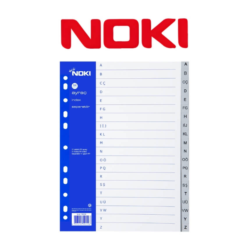 Noki A4 Separatör, A-Z Harfli, Düzenli Arşivleme İçin, Uzun Ömürlü - 3