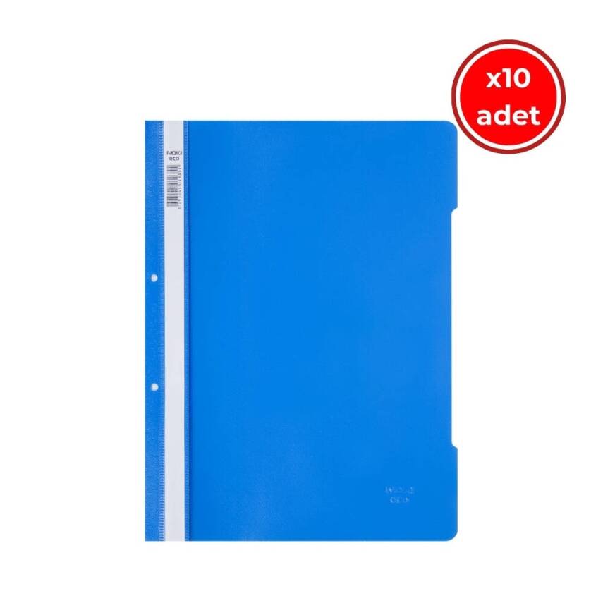 Noki Eco Telli Dosya, 10 Adet, 50'li Paket, A4, 2 Delikli, Mavi - 1