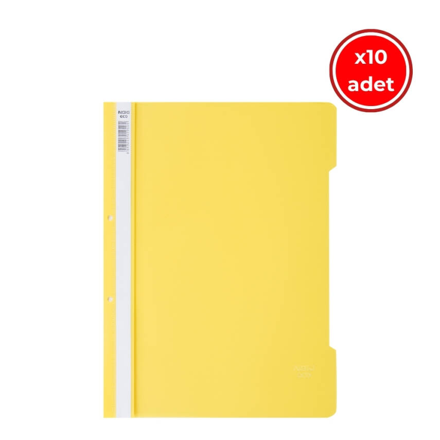 Noki Eco Telli Dosya, 10 Adet, 50'li Paket, A4, 2 Delikli, Sarı - 1