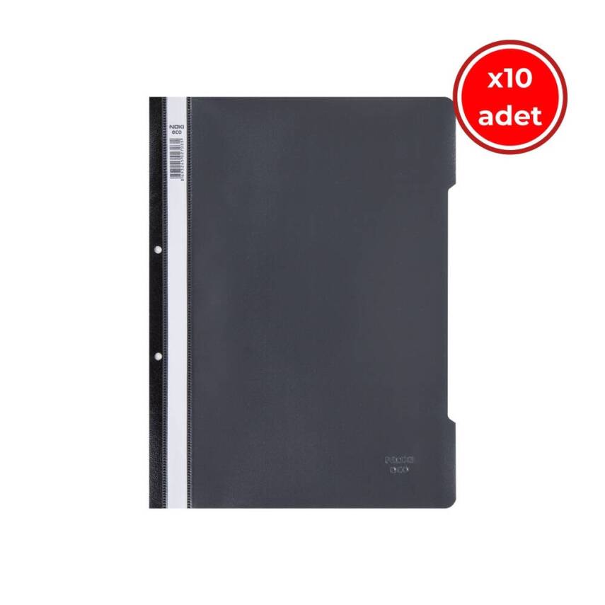 Noki Eco Telli Dosya, 10 Adet, 50'li Paket, A4 Boyut, 2 Delikli, Siyah - 1