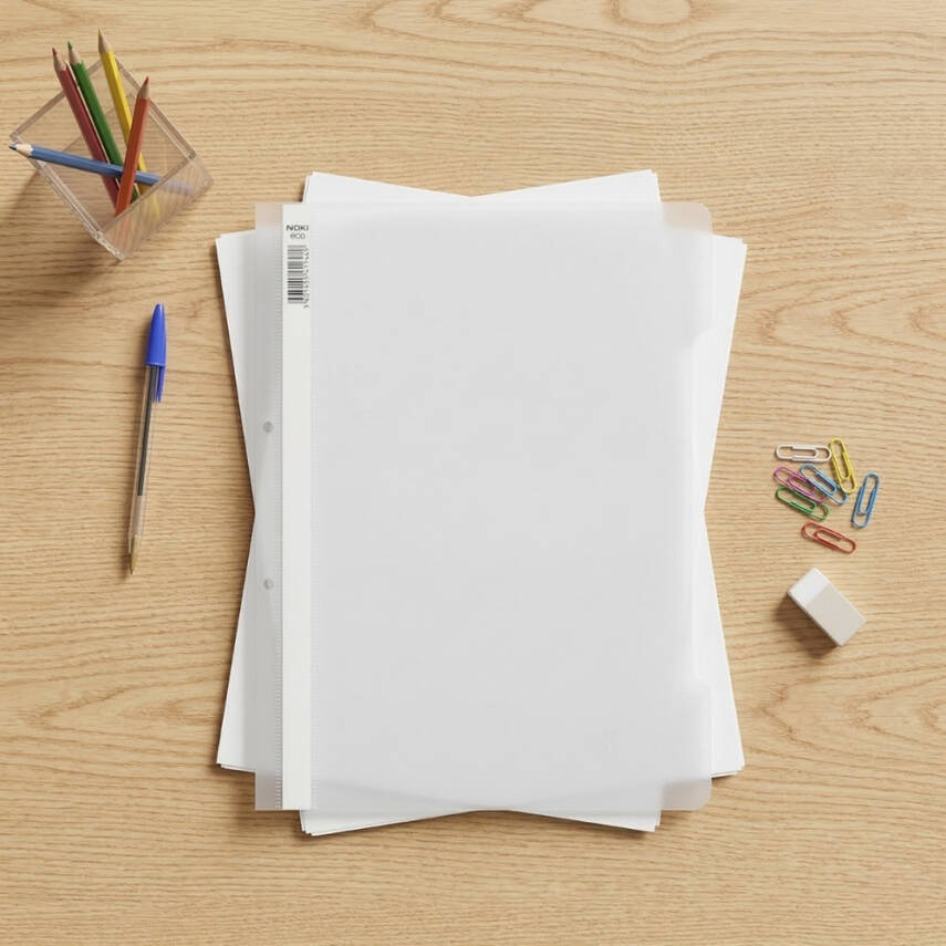 Noki Eco Telli Dosya, 50'li Paket, A4 Boyut, 2 Delikli Yapı, Beyaz - 3