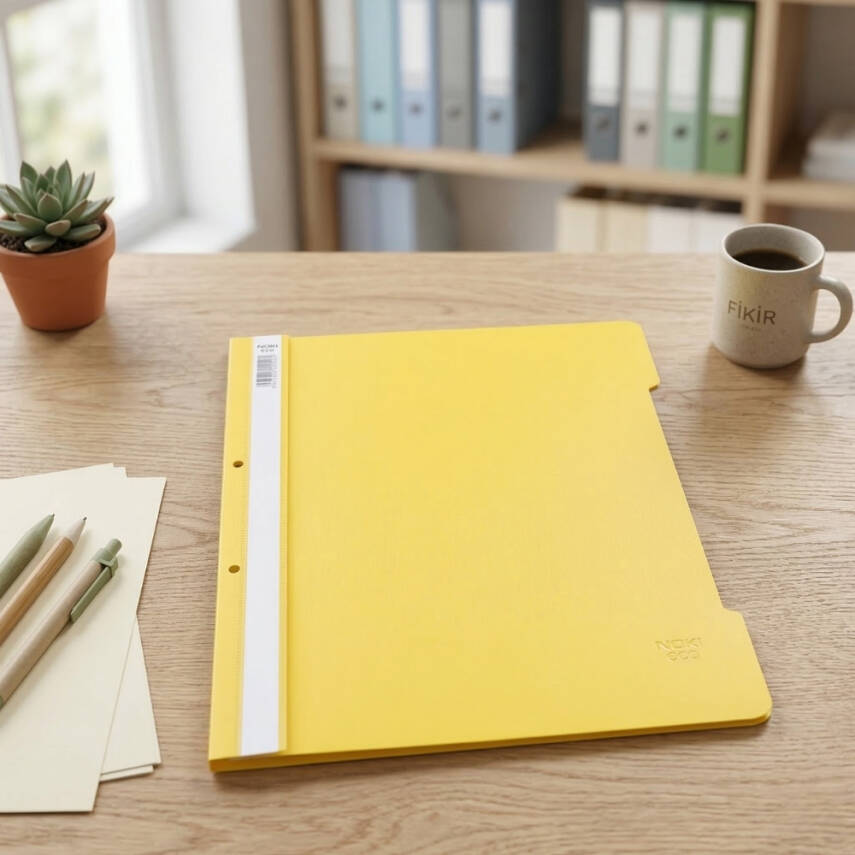 Noki Eco Telli Dosya, 50'li Paket, A4 Boyut, 2 Delikli Yapı, Sarı - 3