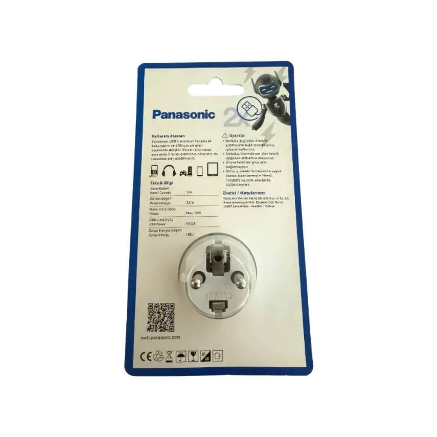 Panasonic Tekli Fiş Priz Akım Korumalı USB 5V 2A, Topraklı, Dayanıklı, VK Modeli - 4