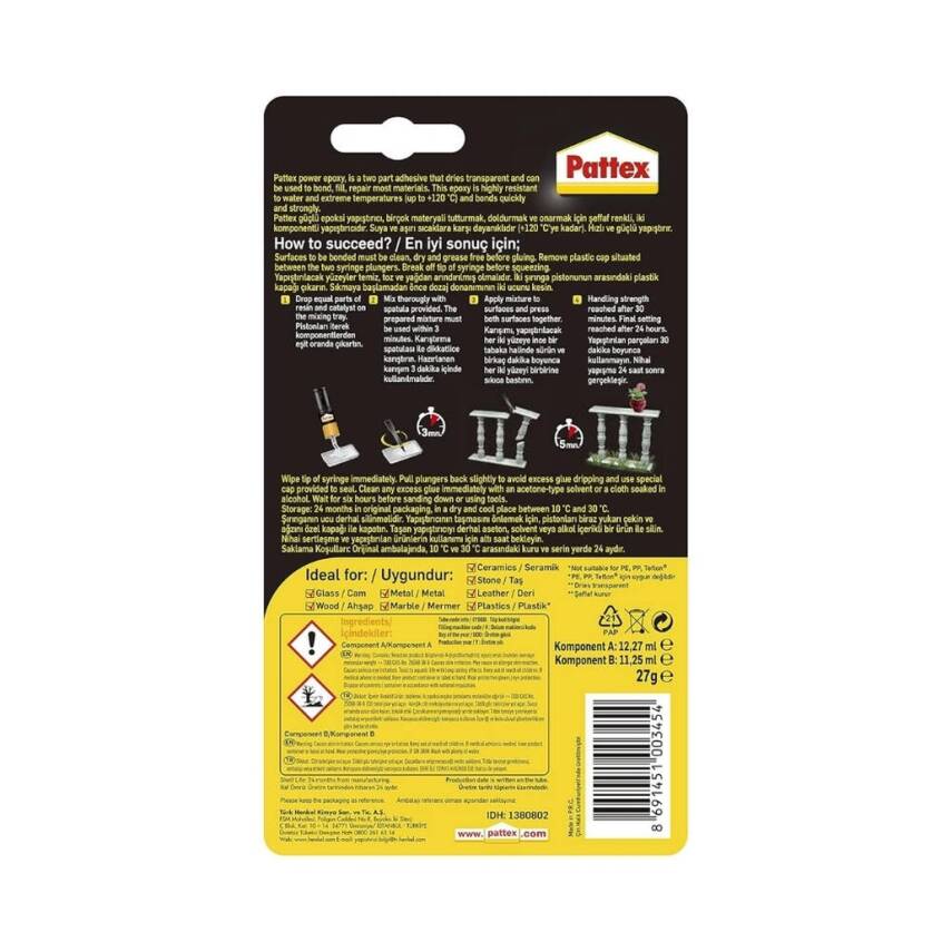Pattex Epoxy Mix Yapıştırıcı, 27 gr, Hızlı Kürlenme, Sararma Yapmayan - 2