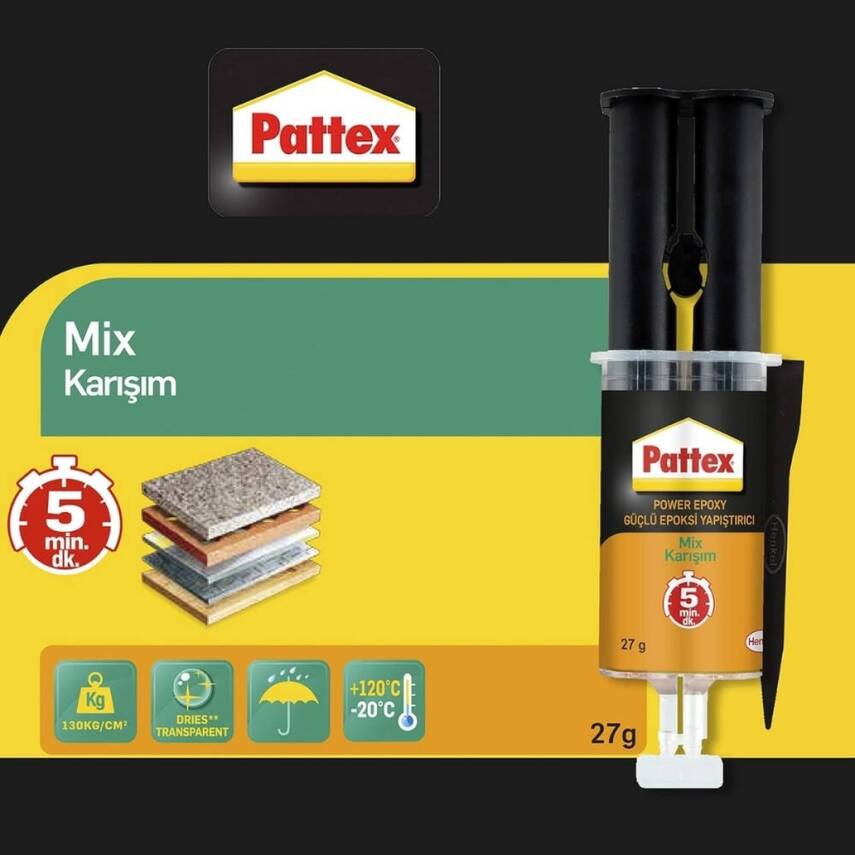 Pattex Epoxy Mix Yapıştırıcı, 27 gr, Hızlı Kürlenme, Sararma Yapmayan - 5