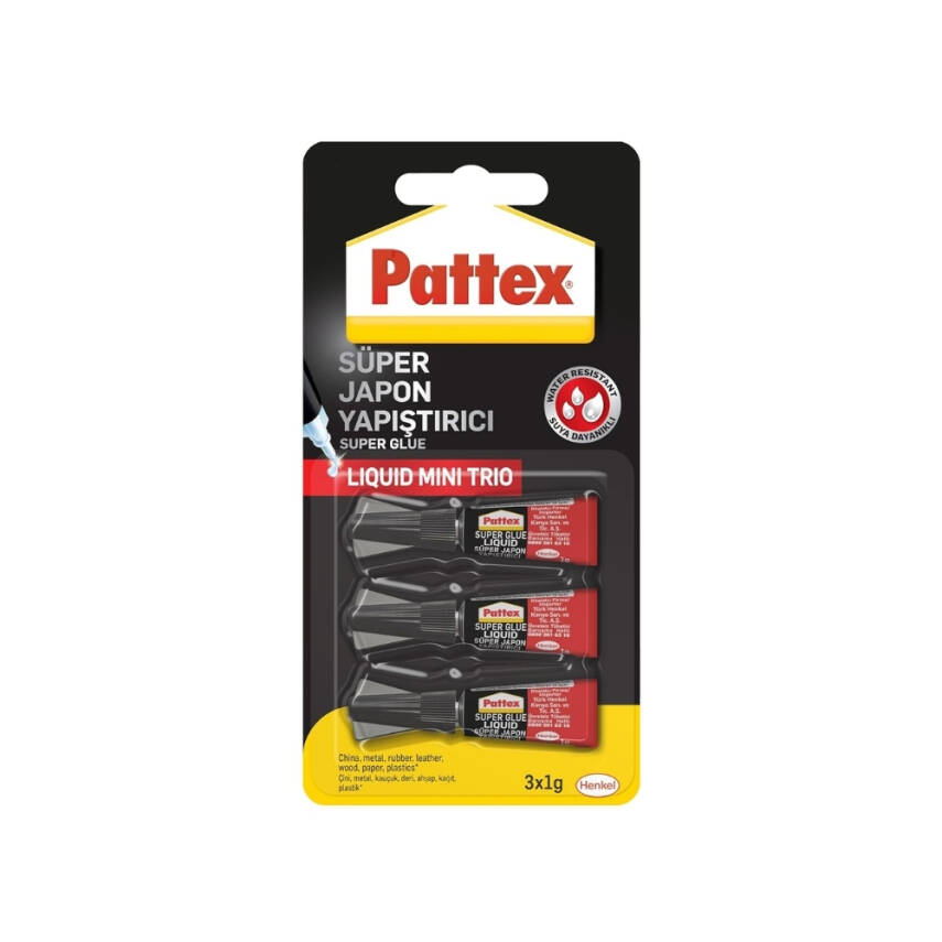 Pattex Japon Süper Mini Yapıştırıcı,3x1 gr, Suya Dayanıklı,Hızlı Kurur - 1