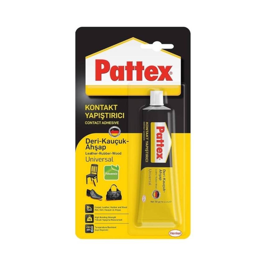 Pattex Kontak Yapıştırıcı, Deri Ahşap vb., Şeffaf, 58 ml, Su Geçirmez - 1