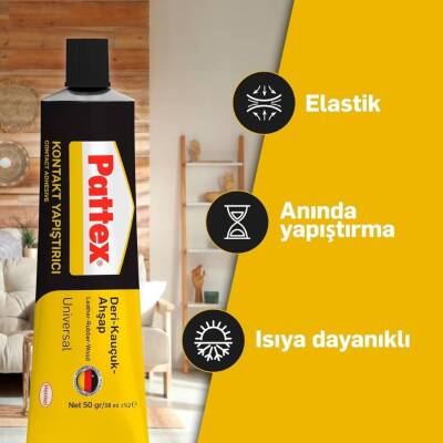 Pattex Kontak Yapıştırıcı, Deri Ahşap vb., Şeffaf, 58 ml, Su Geçirmez - 4