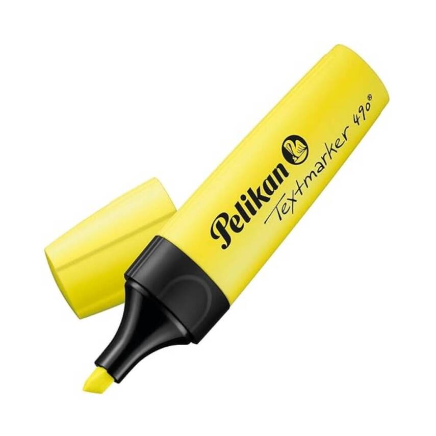 Pelikan Fosforlu Kalem 490, Geniş Uçlu, Not ve Metin Vurgulama, Sarı - 2