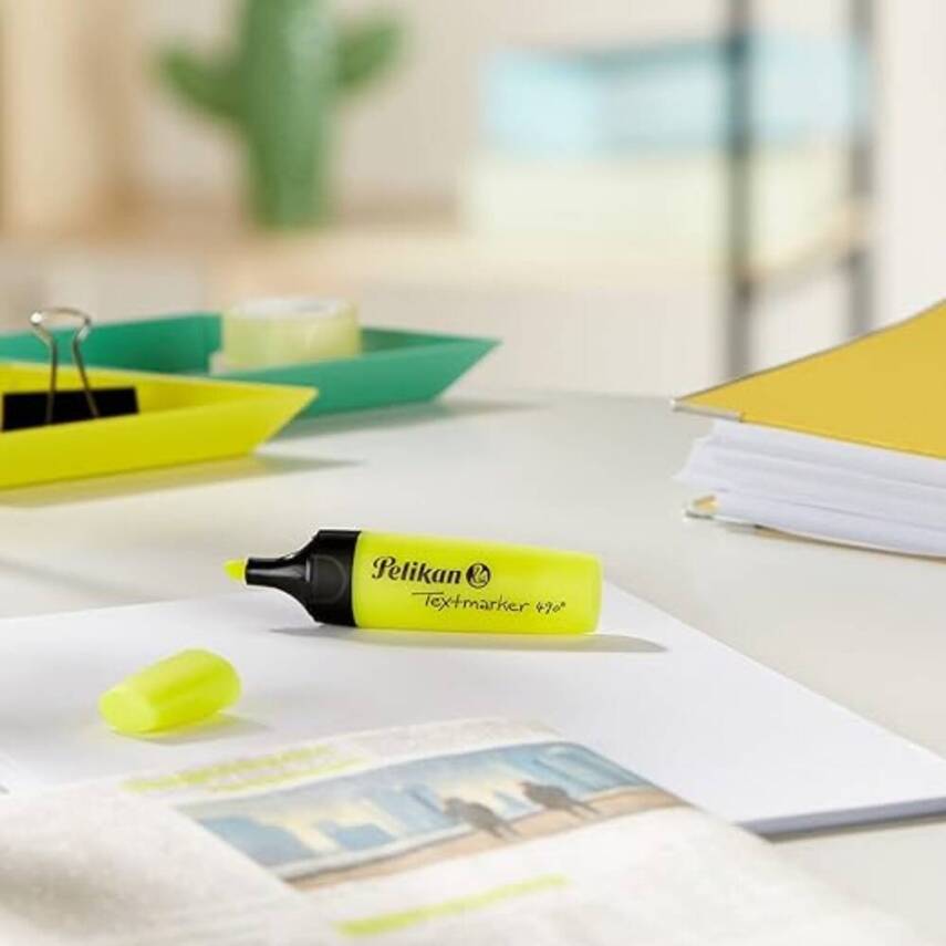 Pelikan Fosforlu Kalem 490, Geniş Uçlu, Not ve Metin Vurgulama, Sarı - 6