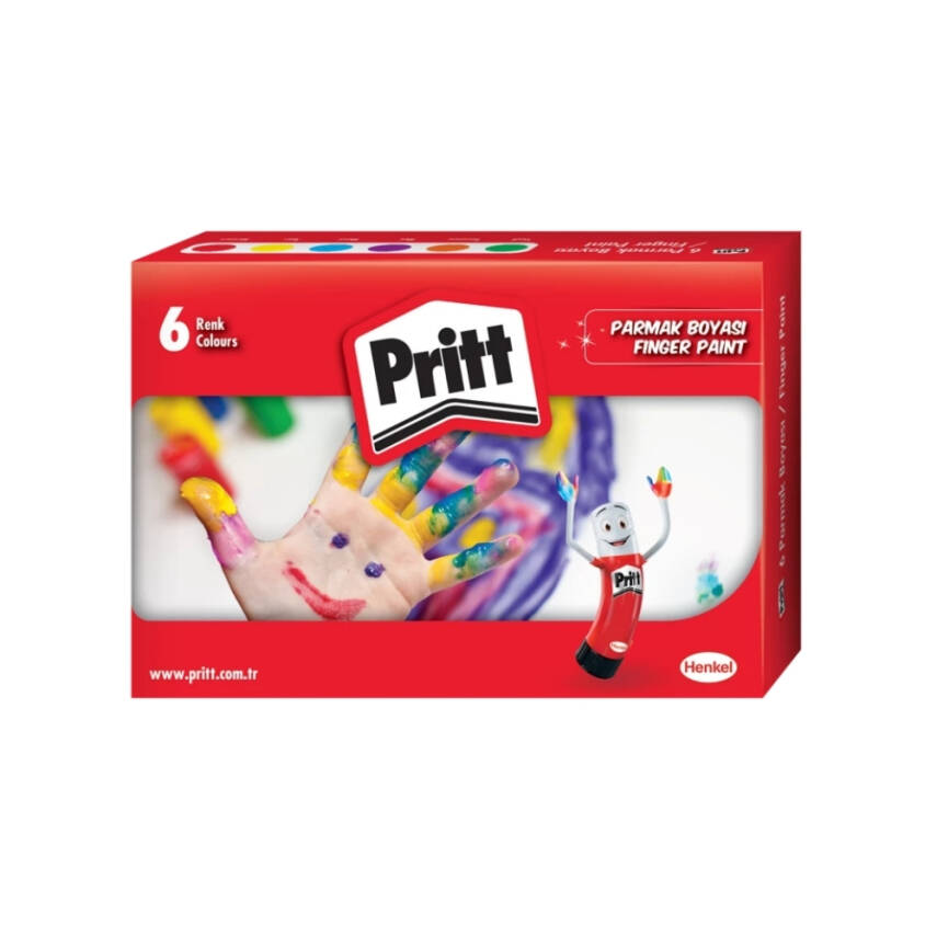Pritt Parmak Boyası Seti, 6 Renk x 30ml,Su Bazlı,Çocuklar İçin Güvenli - 1