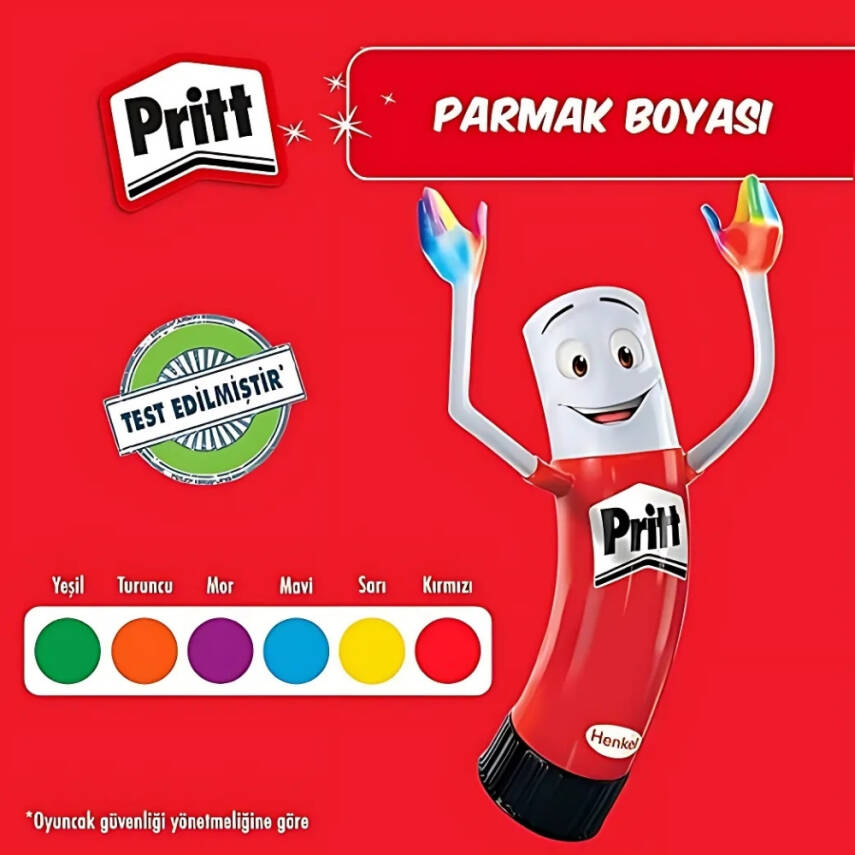 Pritt Parmak Boyası Seti, 6 Renk x 30ml,Su Bazlı,Çocuklar İçin Güvenli - 3