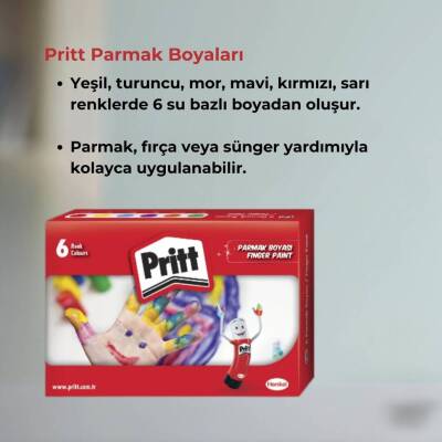 Pritt Parmak Boyası Seti, 6 Renk x 30 ml, Su Bazlı, Güvenli - 5