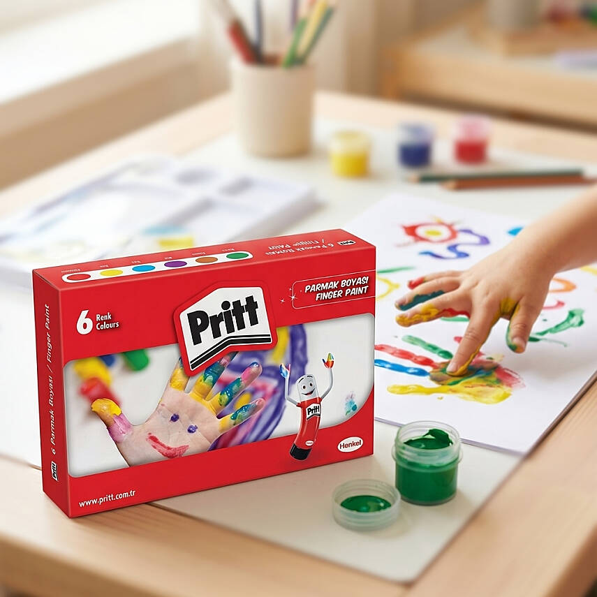 Pritt Parmak Boyası Seti, 6 Renk x 30 ml, Su Bazlı, Güvenli - 3